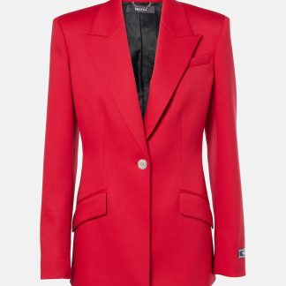 Versace Blazer in lana grain de poudre rosso