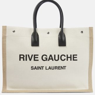 Saint Laurent Borsa tote in tela Rive Gauche bianca